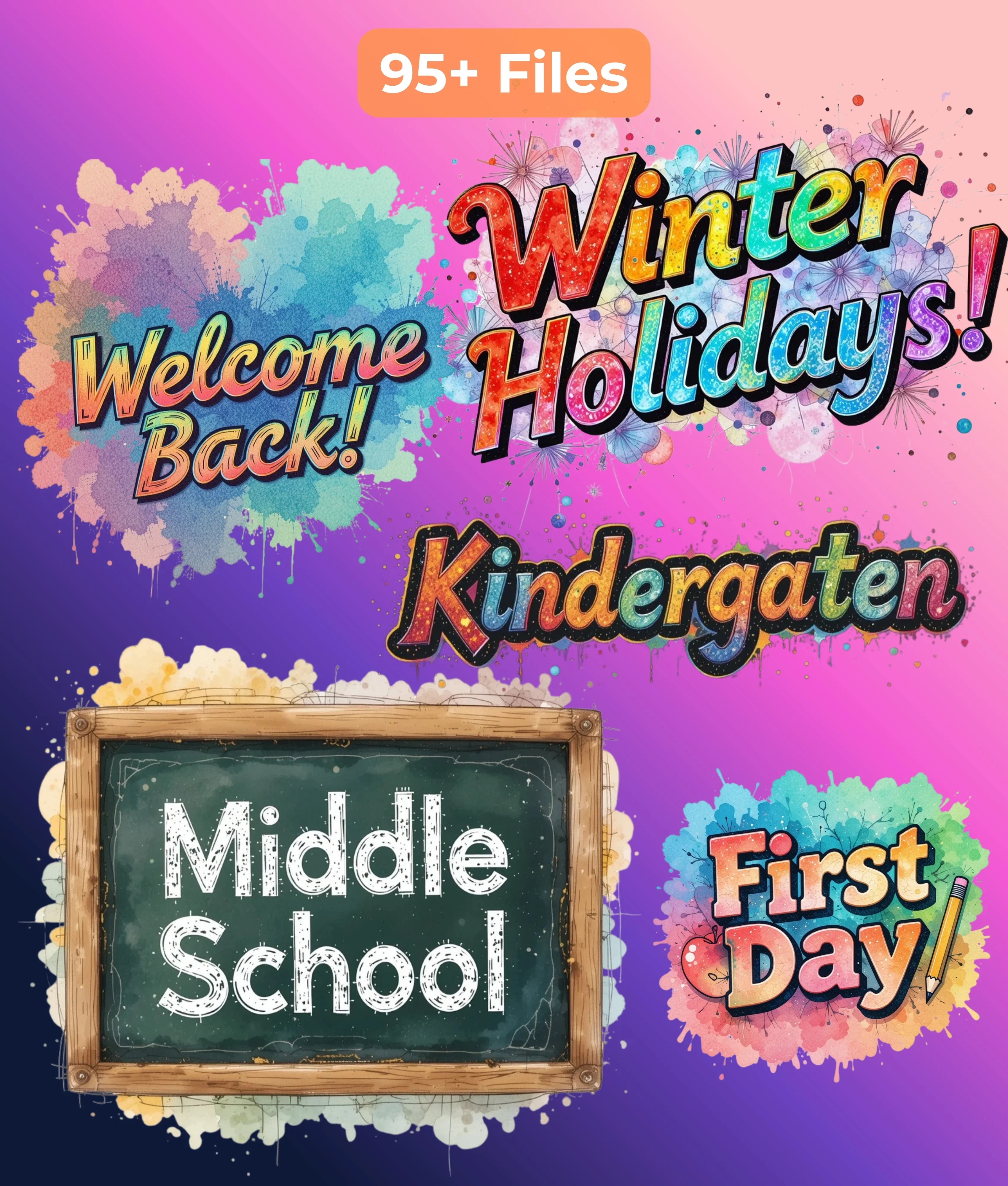 Retro Back to School Clipart Bundle - CraftNest - Digital Crafting and Art