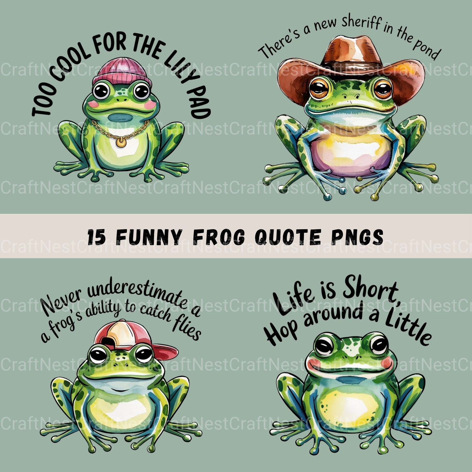 Funny Frog Quotes Clipart Bundle - CraftNest - Digital Crafting and Art