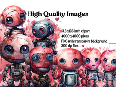 Valentine Robots Clipart - CraftNest