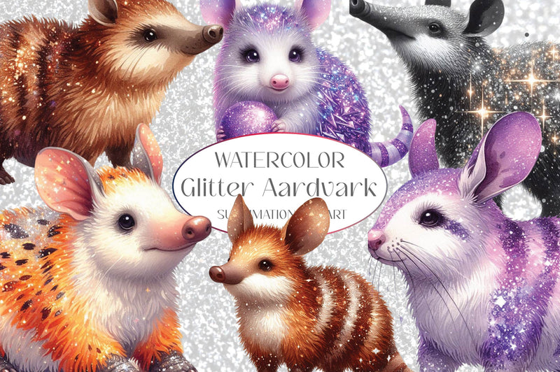 Glitter Aardvark Clipart Bundle - CraftNest - Digital Crafting and Art