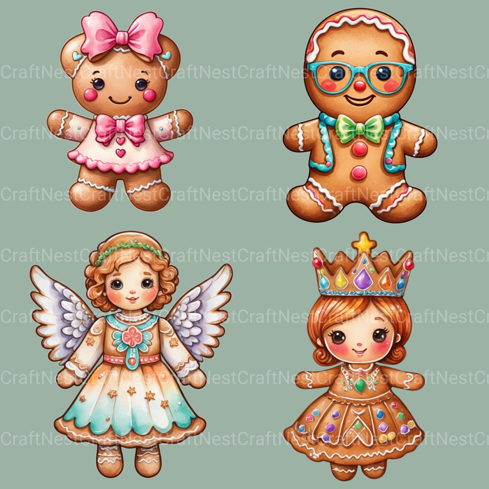 Gingerbread People Clipart Bundle - CraftNest - Digital Crafting and Art