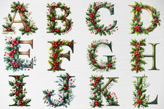 Alphabet Holly Berries Clipart Bundle - CraftNest - Digital Crafting and Art