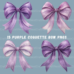 Purple Coquette Bows Clipart Bundle - CraftNest - Digital Crafting and Art