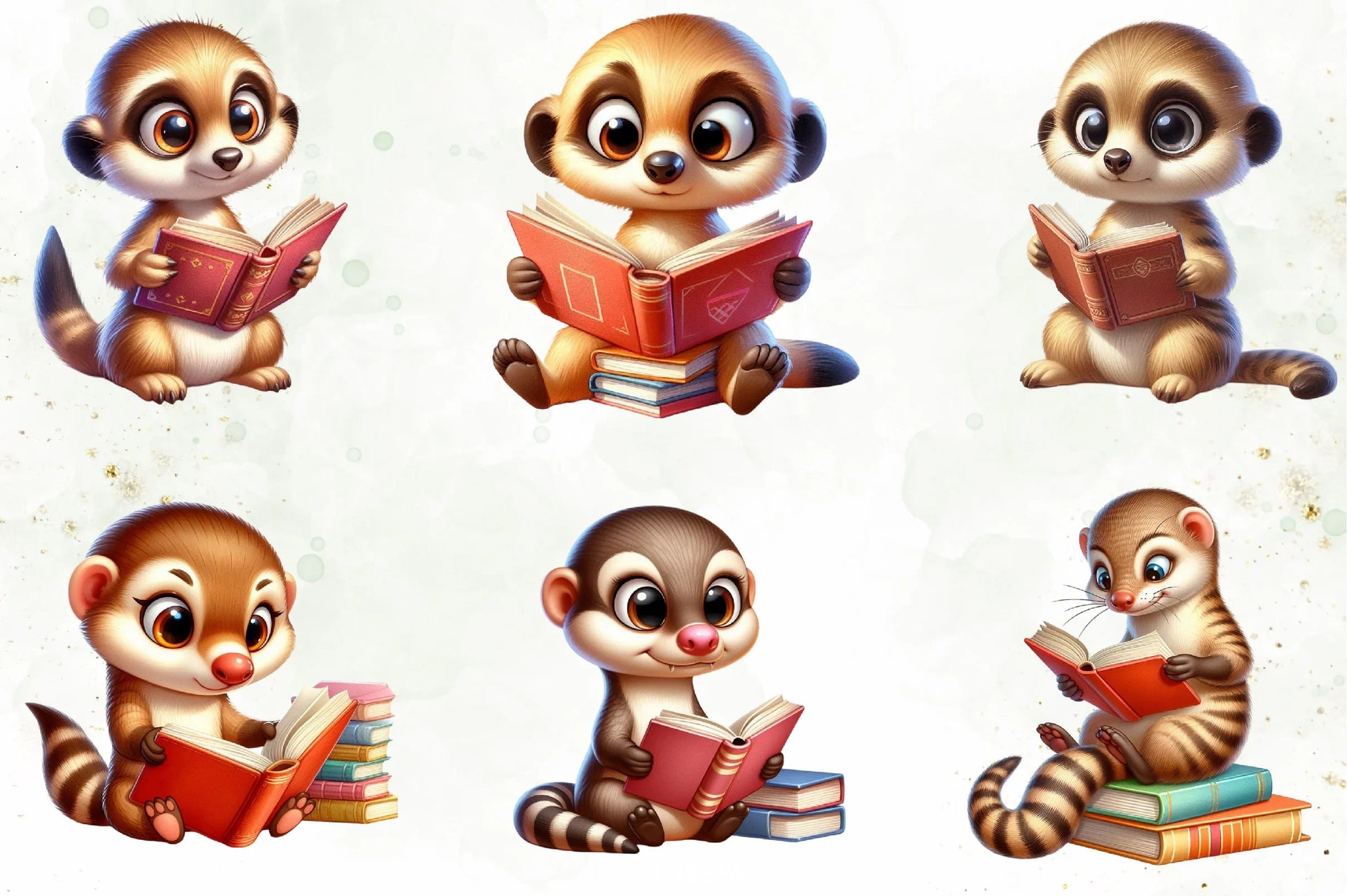 Cute Meerkat Reading Clipart Bundle - CraftNest - Digital Crafting and Art