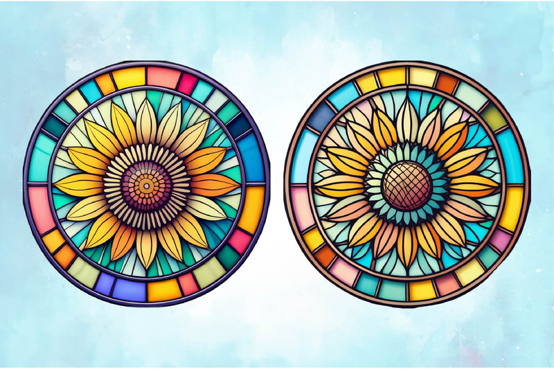 Sunflower Stained Glass Clipart Bundle - CraftNest - Digital Crafting and Art