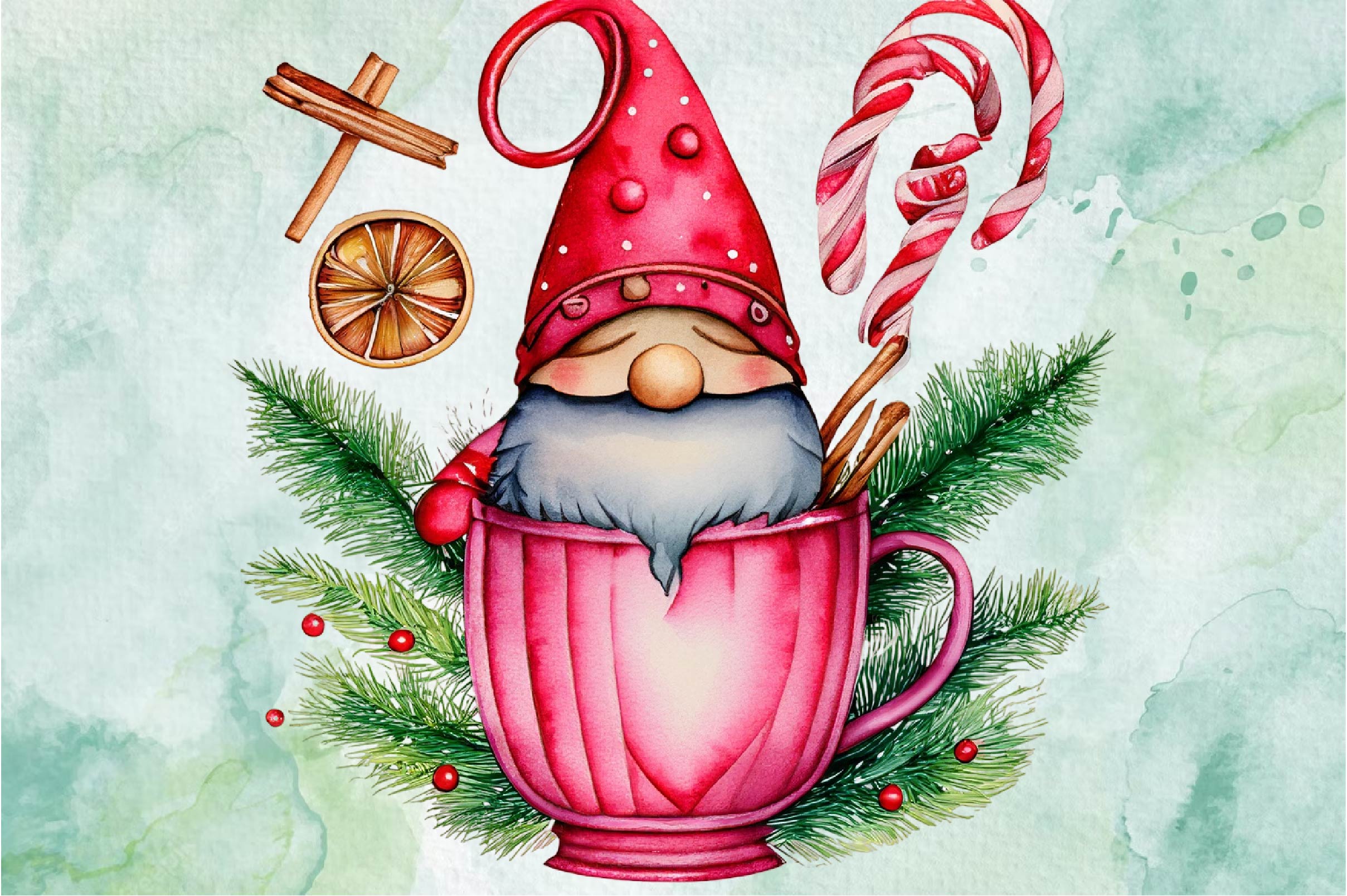 Christmas Gnome In A Cup Clipart Bundle - CraftNest - Digital Crafting and Art