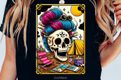 Skeleton Skull Messy Bun Mom Tarot Card Clipart Bundle - CraftNest - Digital Crafting and Art