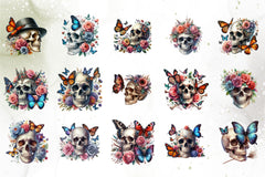 Floral Skull & Butterflies Clipart Bundle - CraftNest - Digital Crafting and Art