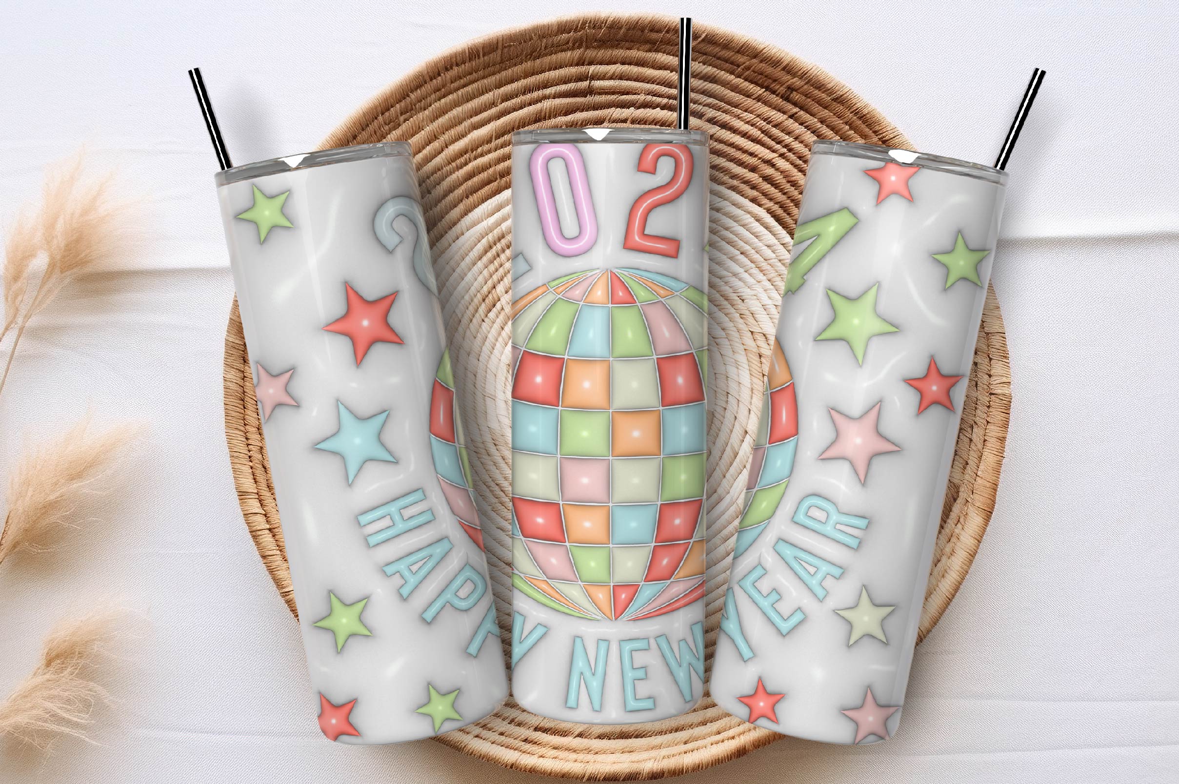 3D Inflated New Year Tumbler Bundle 3 - CraftNest - Digital Crafting and Art