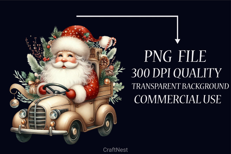 Santa Truck Christmas Clipart Bundle - CraftNest - Digital Crafting and Art