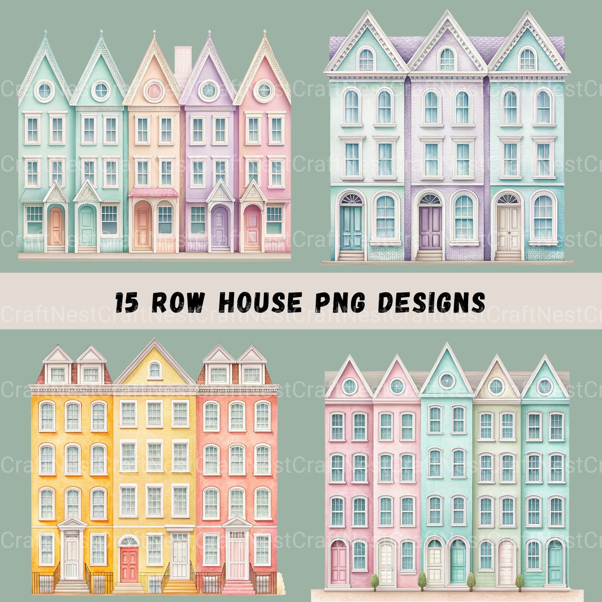 Row House Borders Clipart Bundle - CraftNest - Digital Crafting and Art