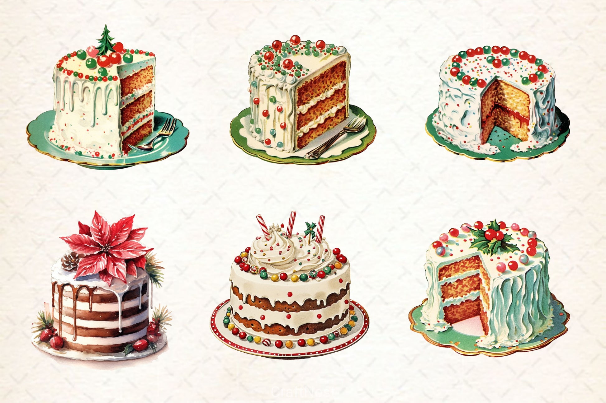 Christmas Cake Clipart Bundle 9 - CraftNest - Digital Crafting and Art