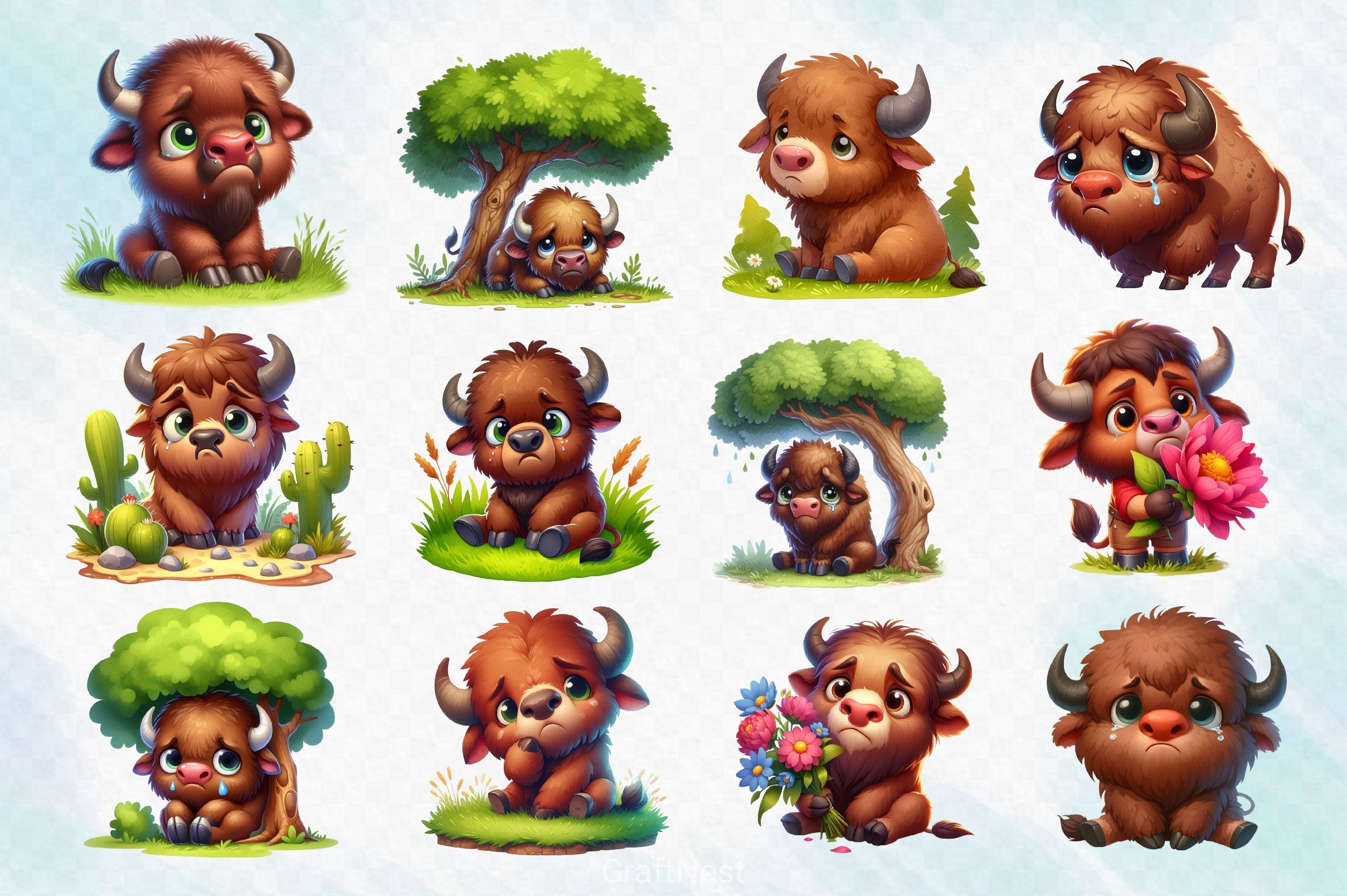 American Bison Clipart Bundle - CraftNest - Digital Crafting and Art