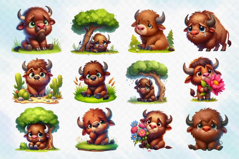 American Bison Clipart Bundle - CraftNest - Digital Crafting and Art