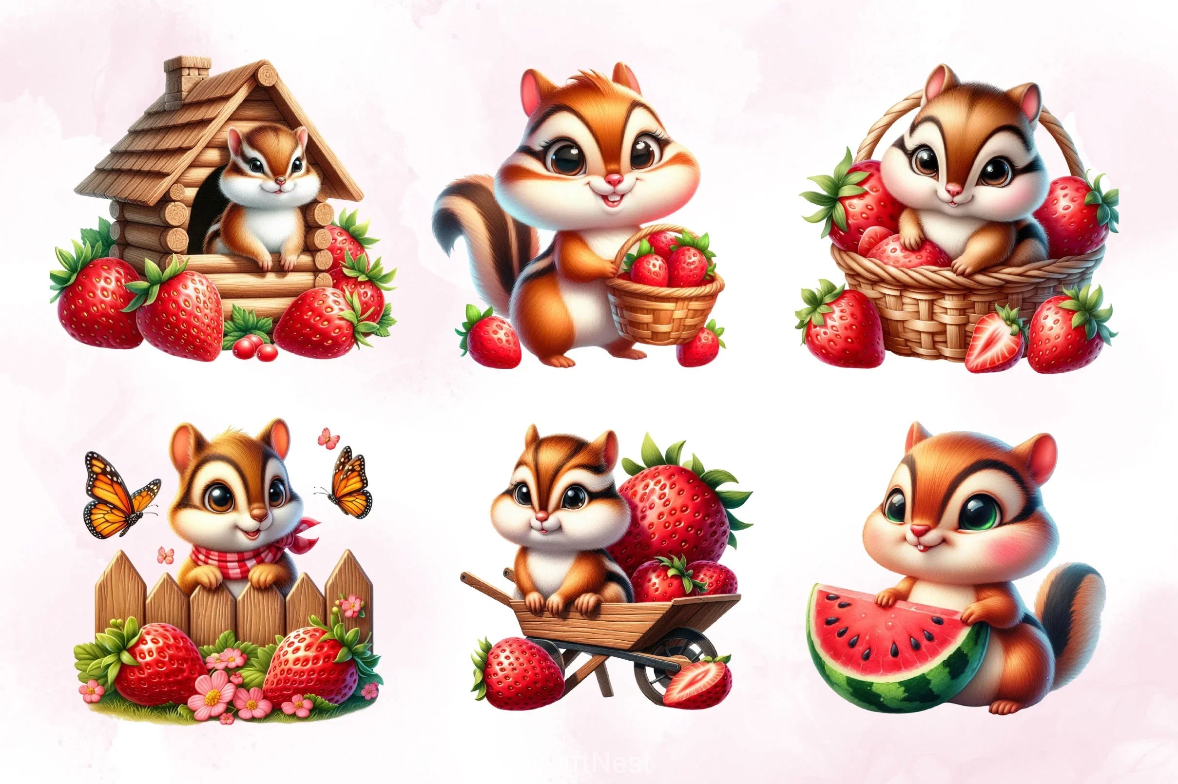Cute Chipmunks Clipart Bundle - CraftNest - Digital Crafting and Art