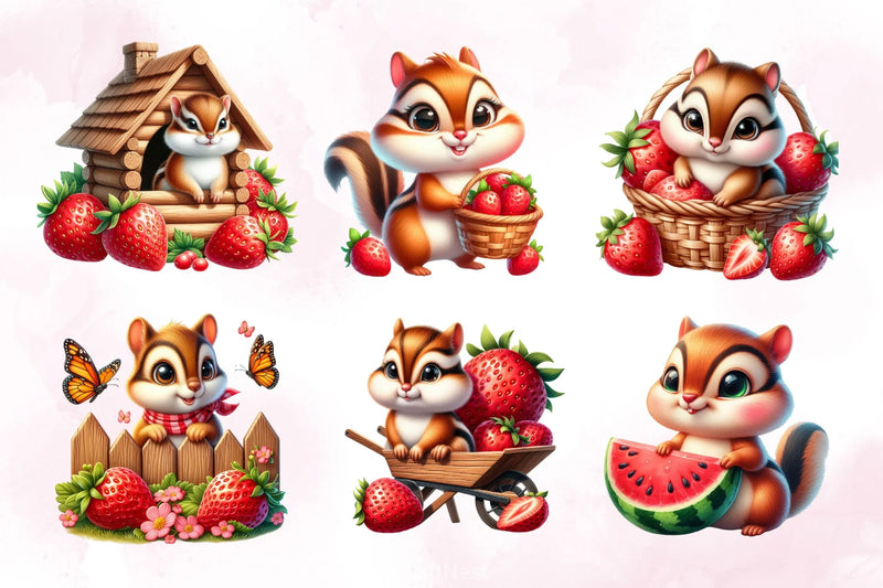 Cute Chipmunks Clipart Bundle - CraftNest - Digital Crafting and Art