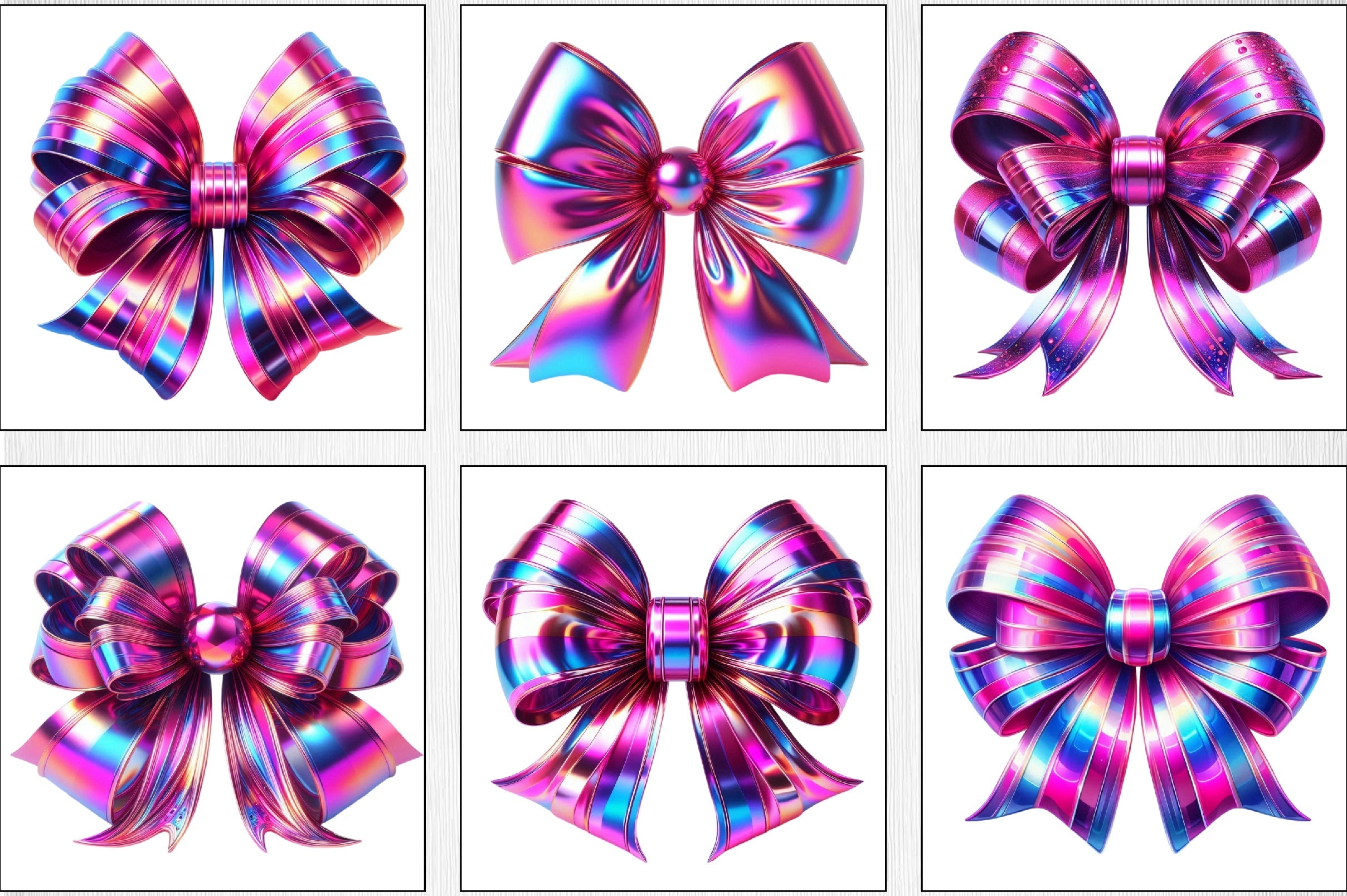 Shiny Pink & Purple Bow Clipart Bundle - CraftNest - Digital Crafting and Art