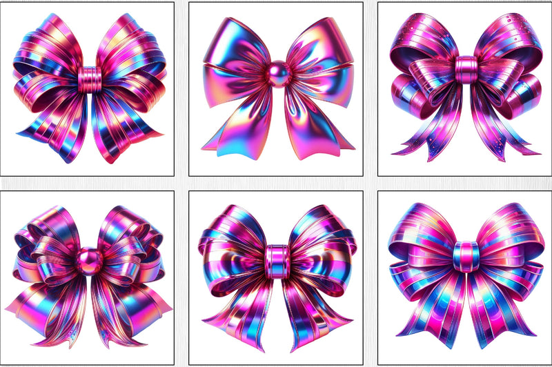 Shiny Pink & Purple Bow Clipart Bundle - CraftNest - Digital Crafting and Art