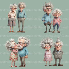 Old Funny Couple Clipart Bundle - CraftNest - Digital Crafting and Art