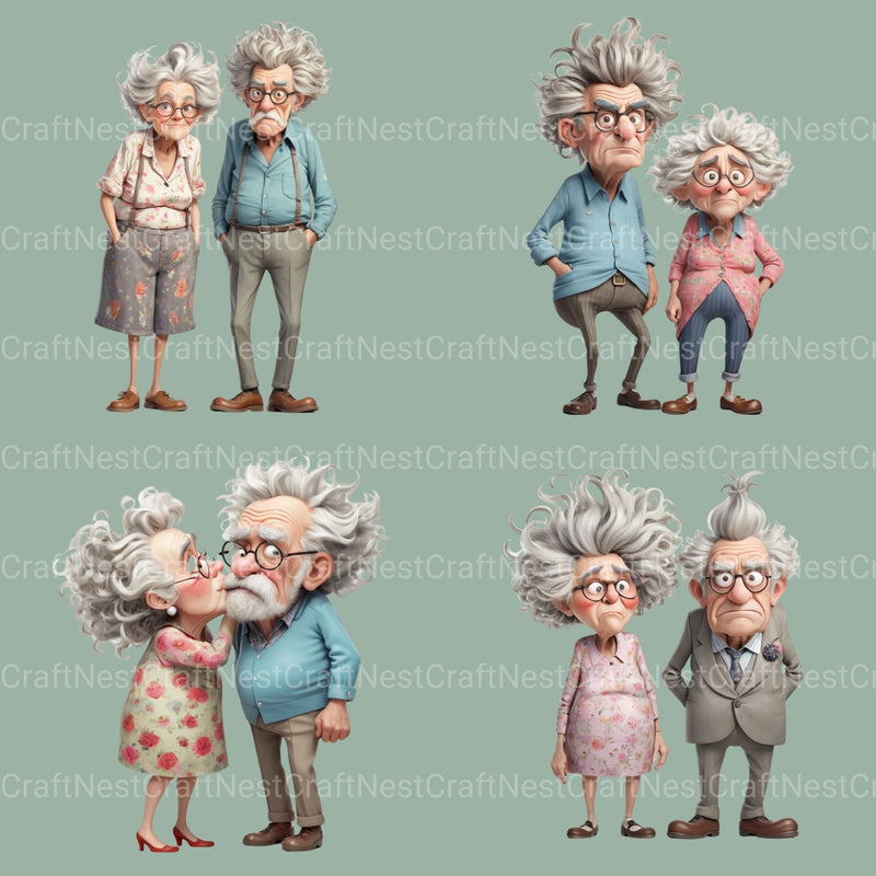 Old Funny Couple Clipart Bundle - CraftNest - Digital Crafting and Art