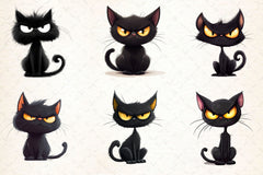 Funny Black Cat Clipart Bundle 6 - CraftNest - Digital Crafting and Art