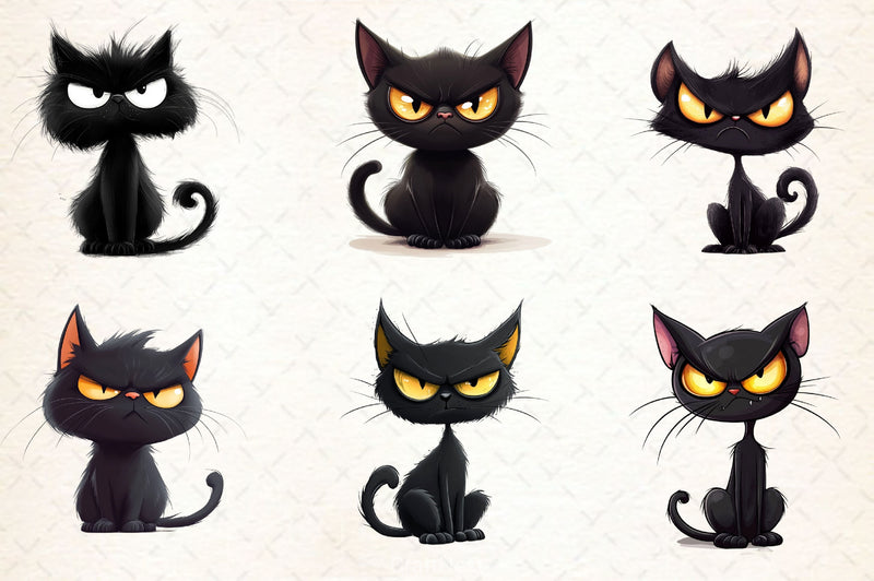 Funny Black Cat Clipart Bundle 6 - CraftNest - Digital Crafting and Art