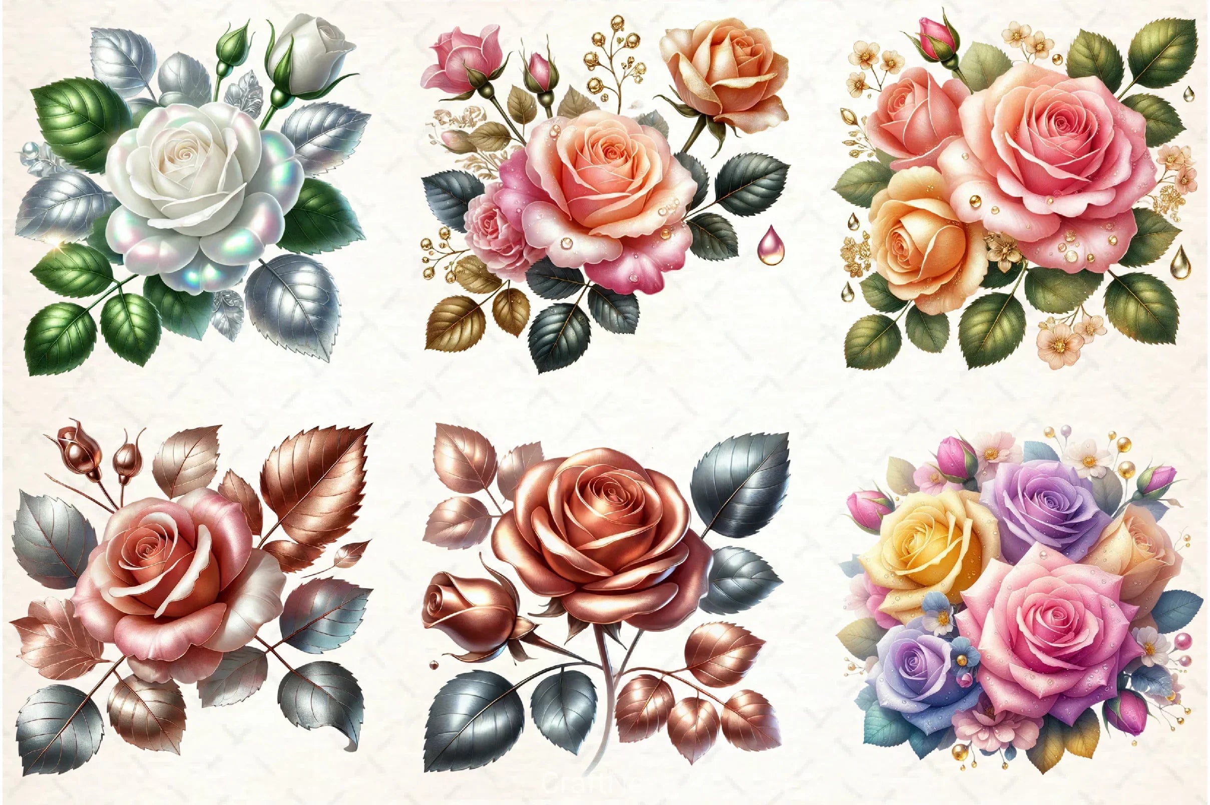 Spring Rose Flower Clipart Bundle 2 - CraftNest - Digital Crafting and Art
