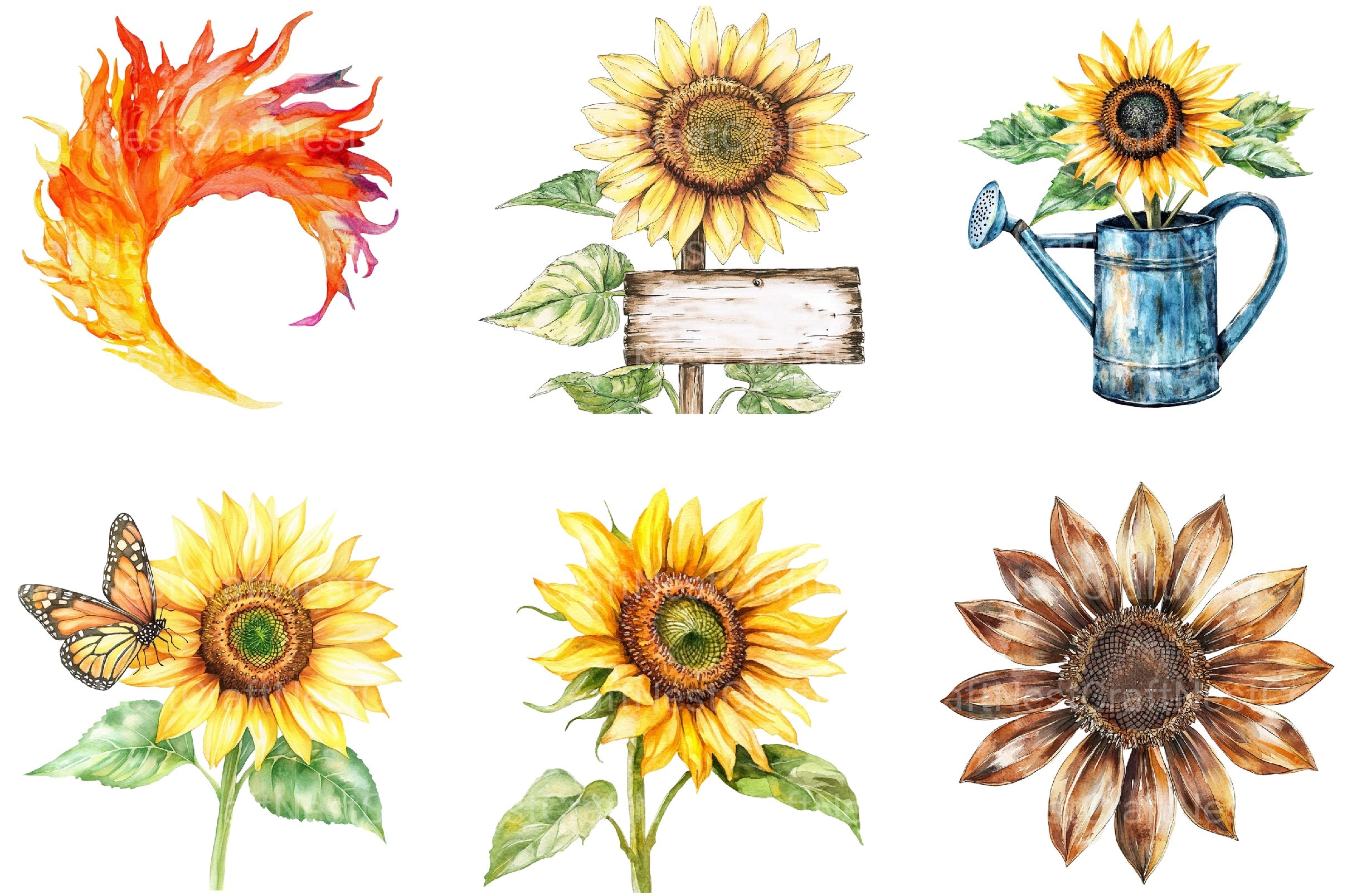 Summer Sunflower Clipart Bundle - CraftNest - Digital Crafting and Art