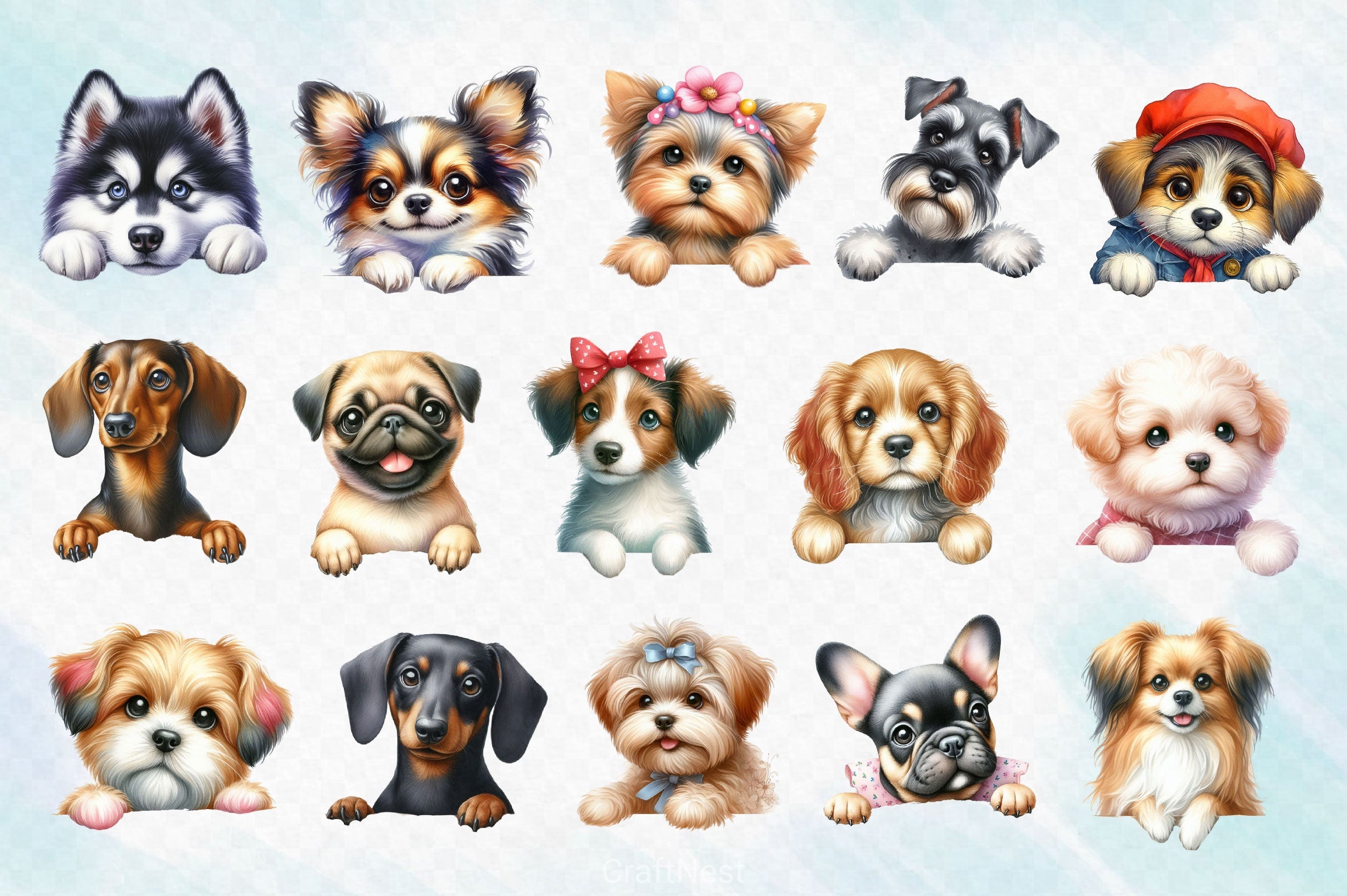 Cute Peeking Dogs Clipart Bundle - CraftNest - Digital Crafting and Art
