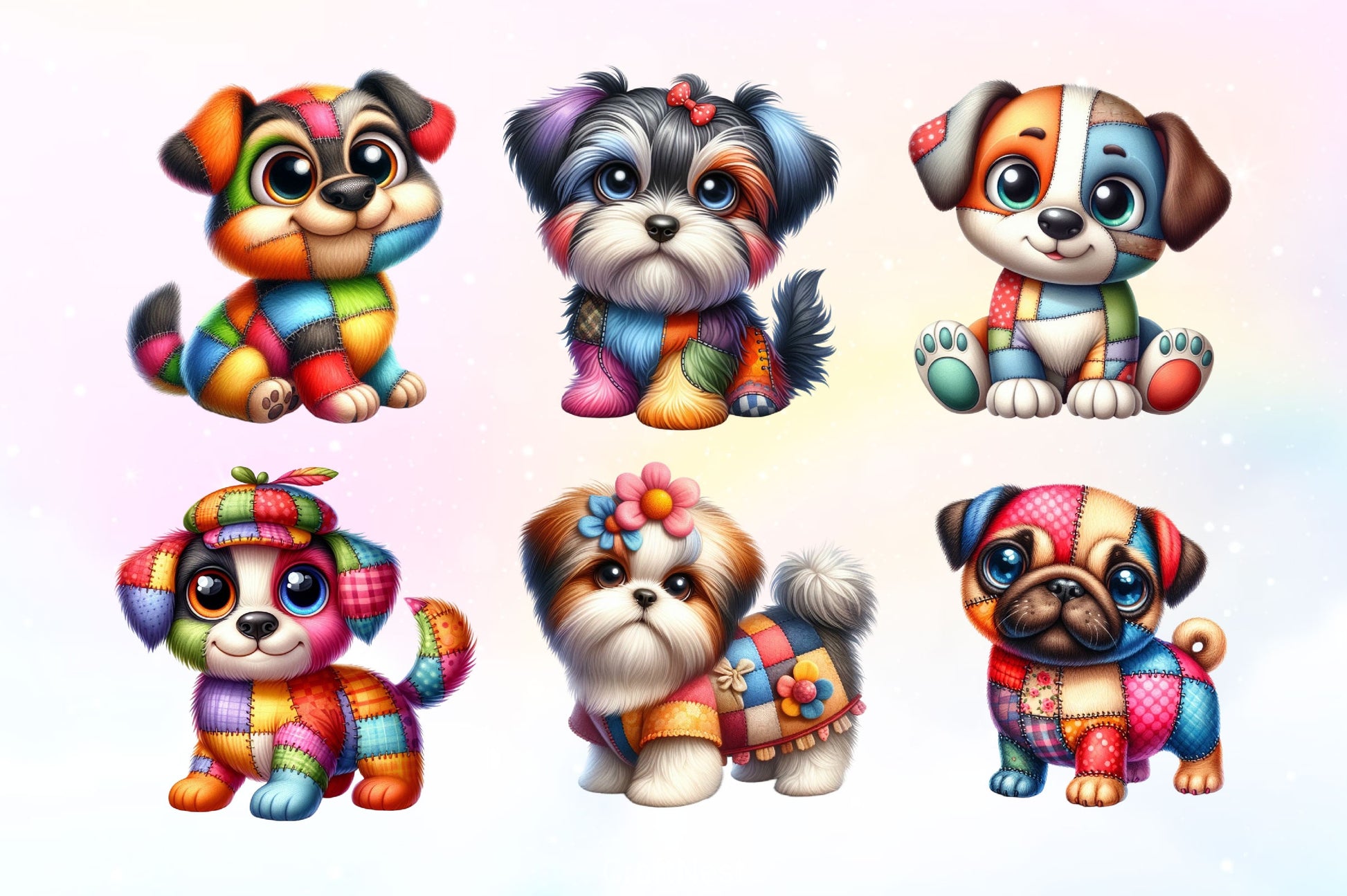 Patchwork Cute Dog Clipart Bundle - CraftNest - Digital Crafting and Art