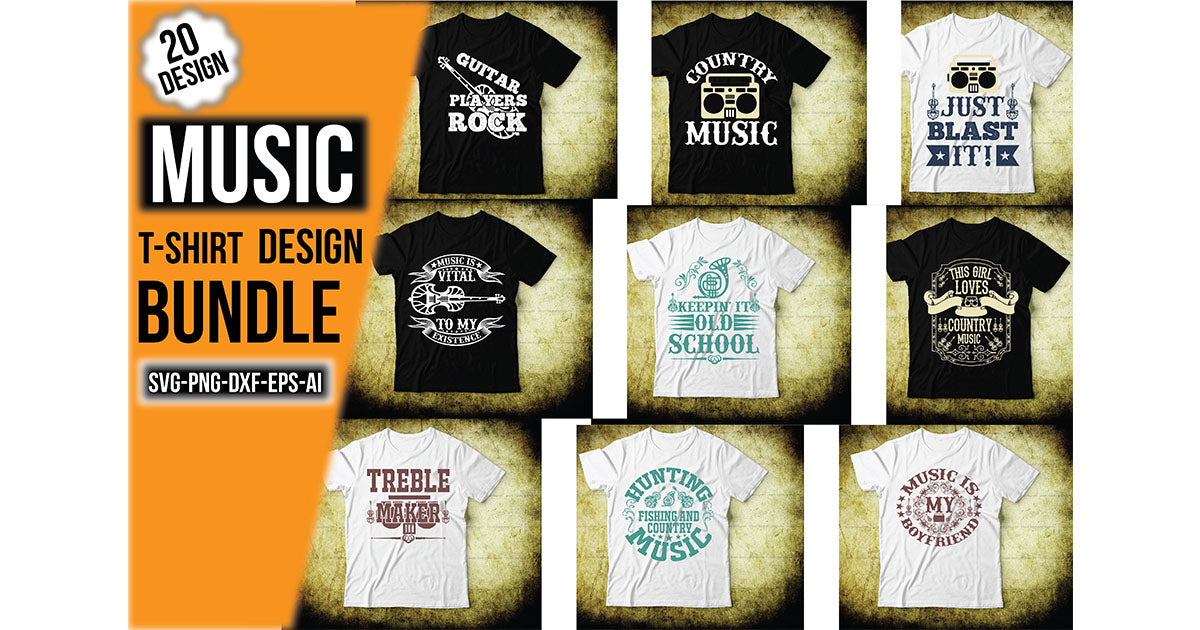 Music T-Shirt Bundle 1 - CraftNest - Digital Crafting and Art
