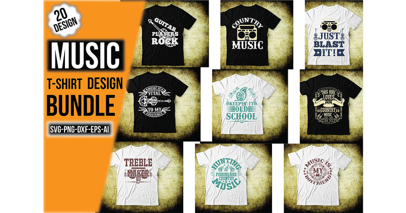 Music T-Shirt Bundle 1 - CraftNest - Digital Crafting and Art