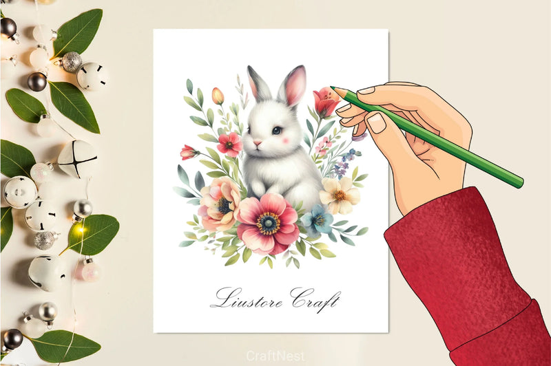 Flower Easter Bunny Clipart Bundle - CraftNest - Digital Crafting and Art