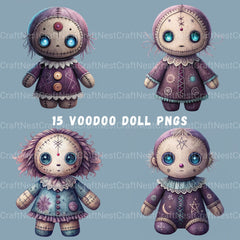 Purple Voodoo Dolls Clipart Bundle - CraftNest - Digital Crafting and Art