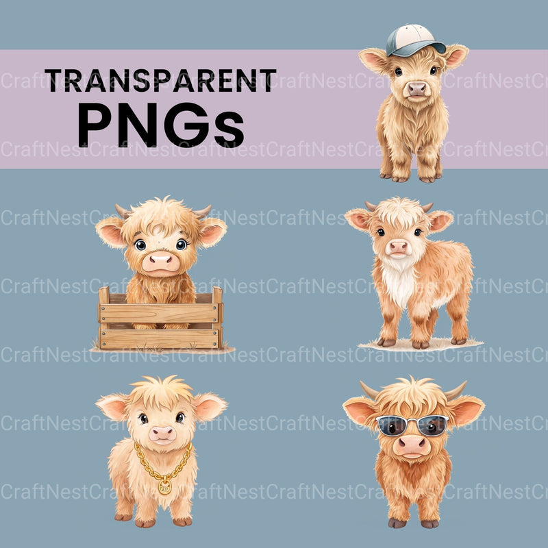 Highland Cows Clipart Bundle - CraftNest - Digital Crafting and Art