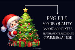 Christmas Peeking Santa Clipart Bundle - CraftNest - Digital Crafting and Art