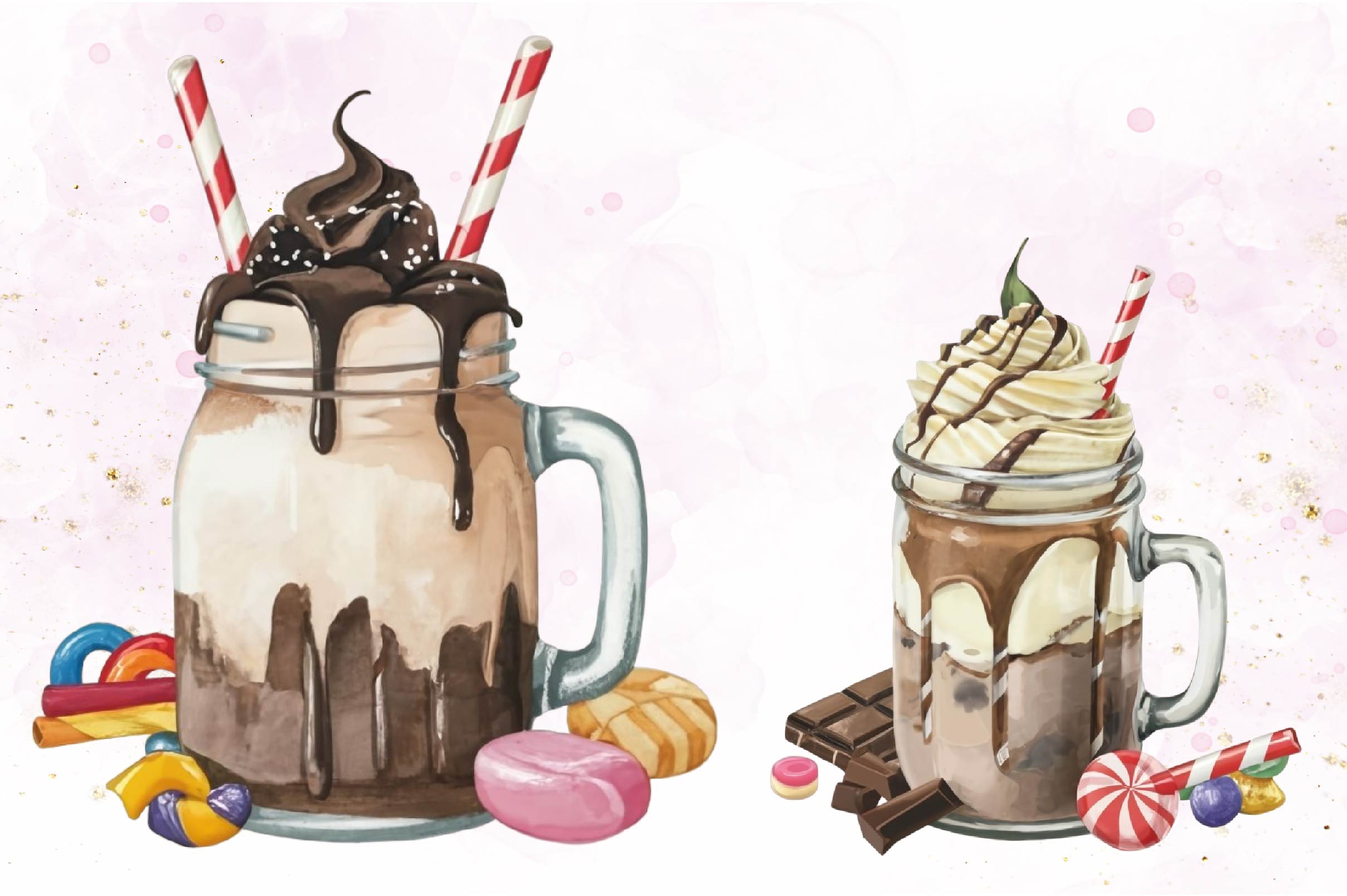 Chocolate Milkshake Clipart Bundle - CraftNest - Digital Crafting and Art