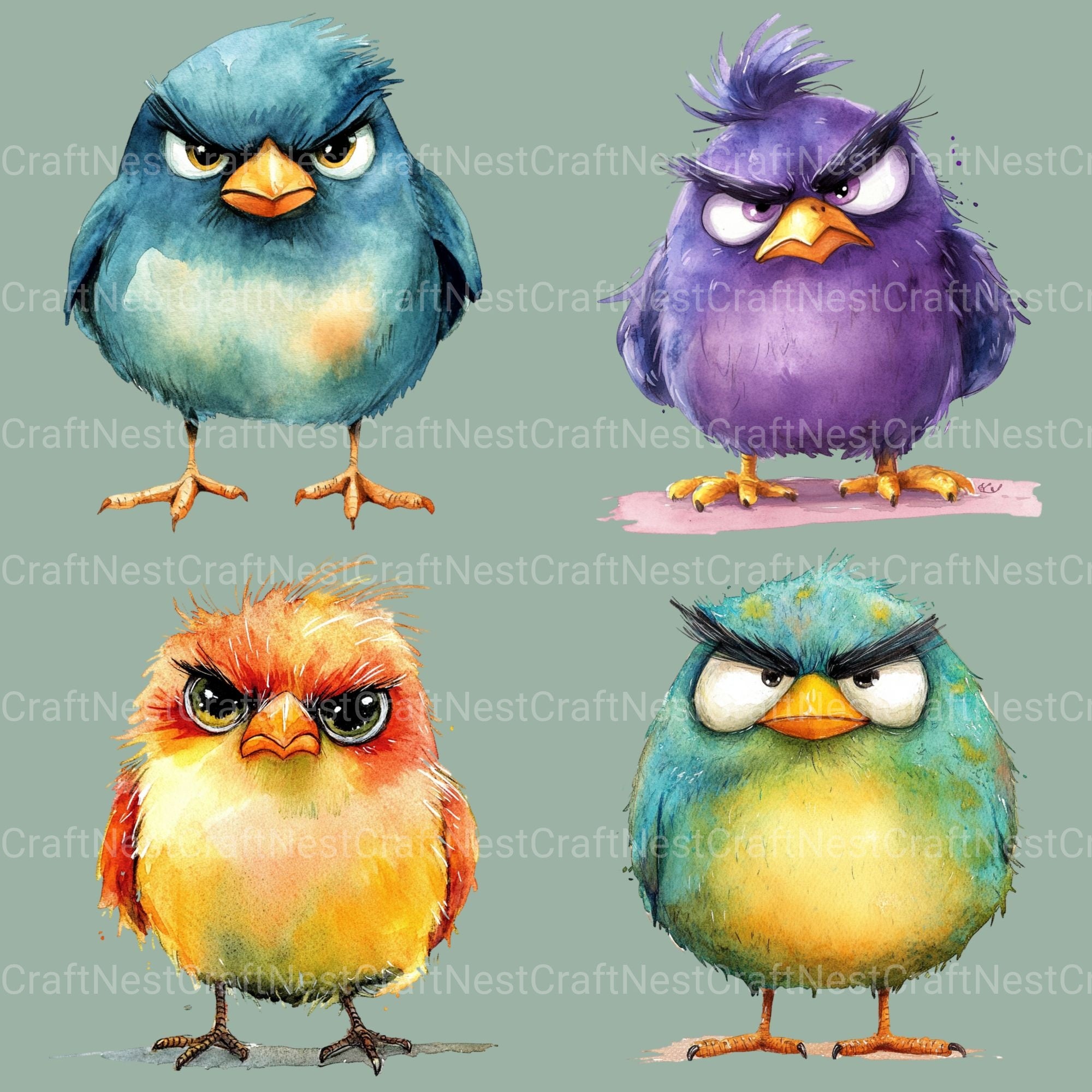 Grumpy Birds Clipart Bundle - CraftNest - Digital Crafting and Art