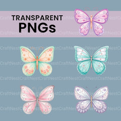 Pastel Butterflies Clipart Bundle - CraftNest - Digital Crafting and Art