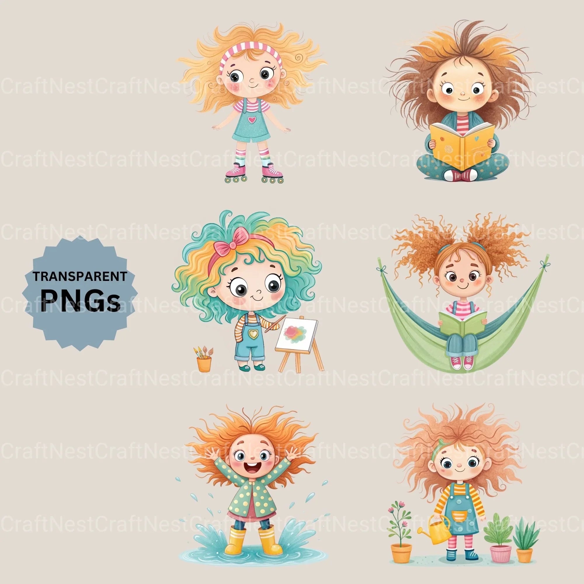 Quirky Girls Clipart Bundle 2 - CraftNest - Digital Crafting and Art