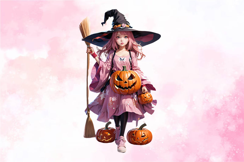 Pink Halloween Witch Clipart Bundle - CraftNest - Digital Crafting and Art