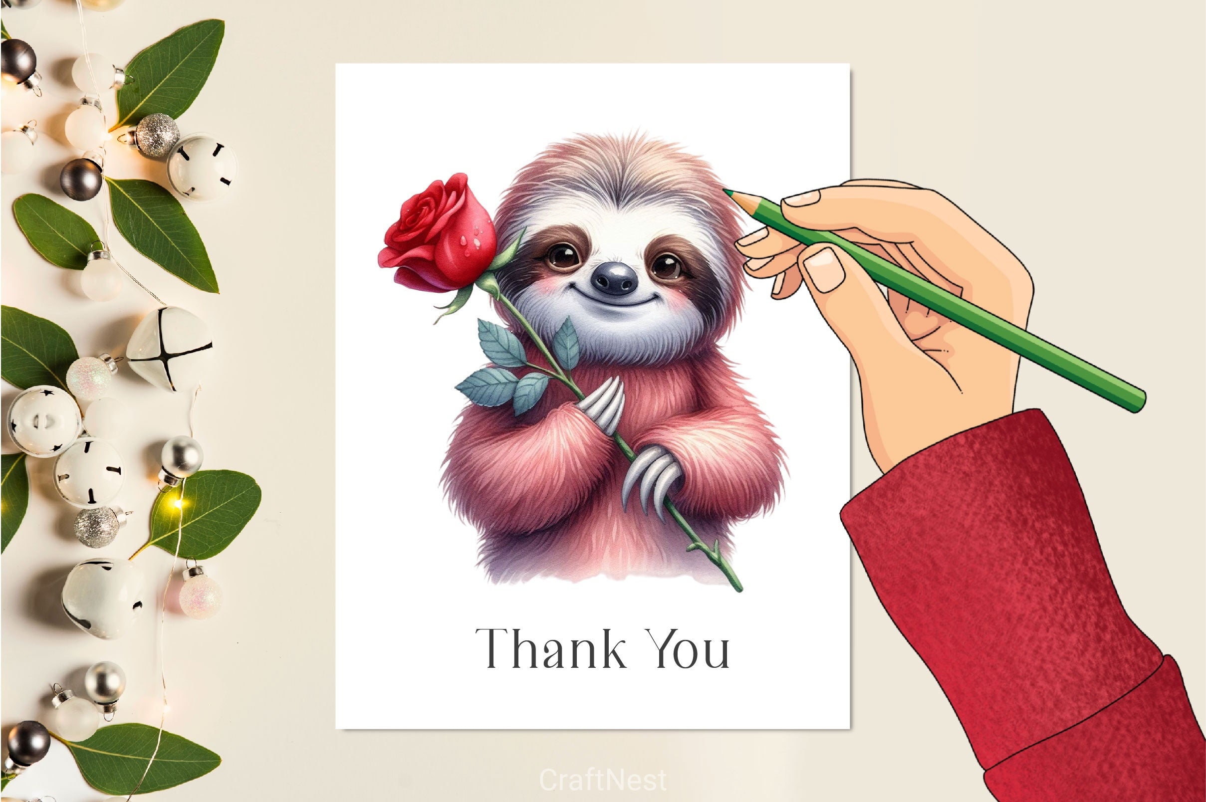 Cute Valentine Sloth Clipart Bundle - CraftNest - Digital Crafting and Art