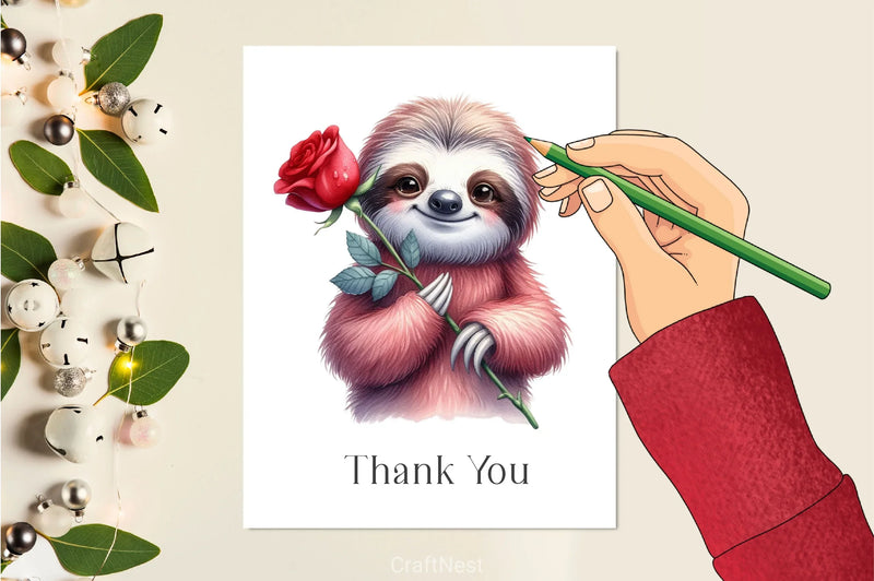 Cute Valentine Sloth Clipart Bundle - CraftNest - Digital Crafting and Art