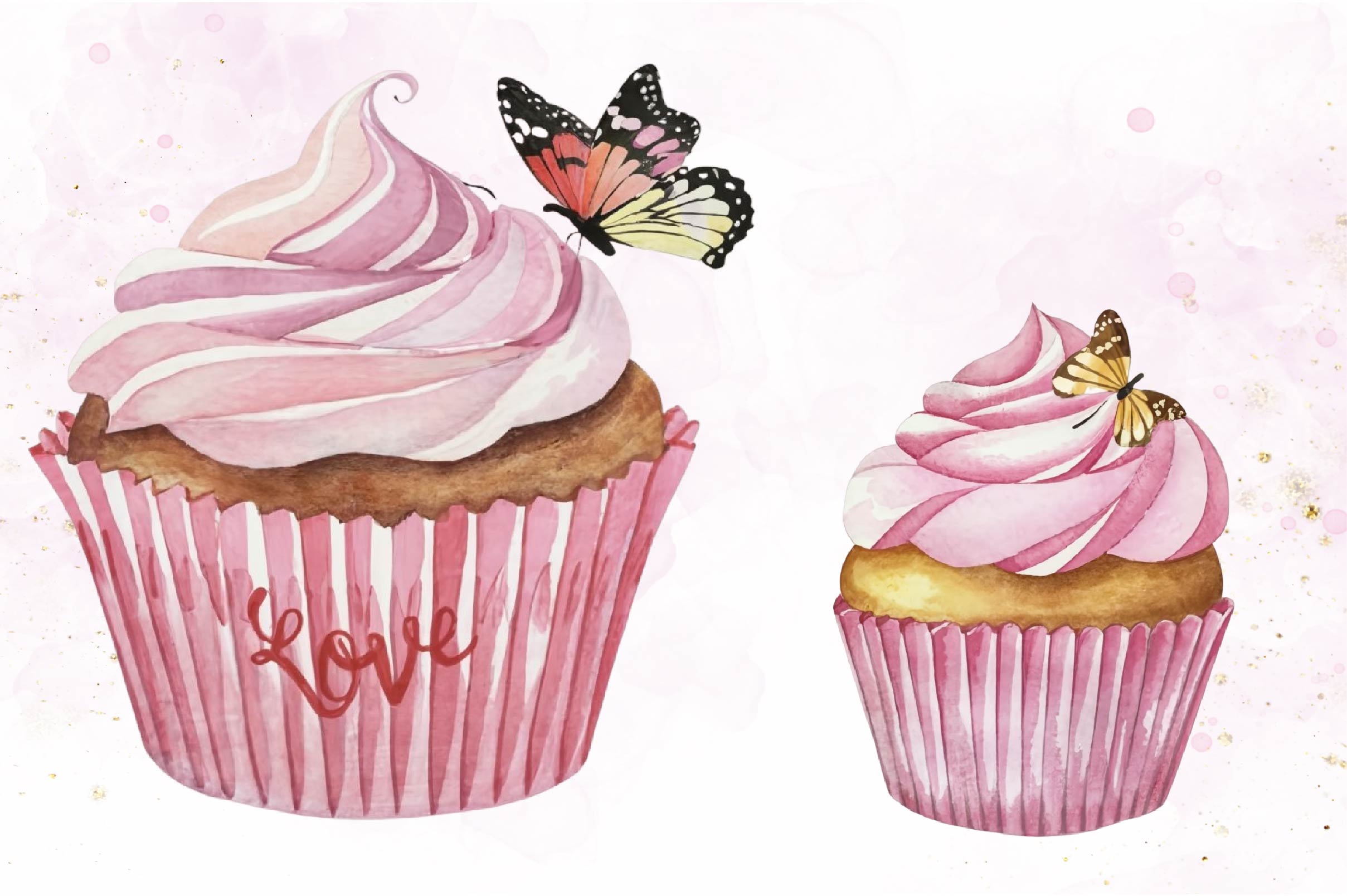 Strawberry Cupcake Set Clipart Bundle - CraftNest - Digital Crafting and Art