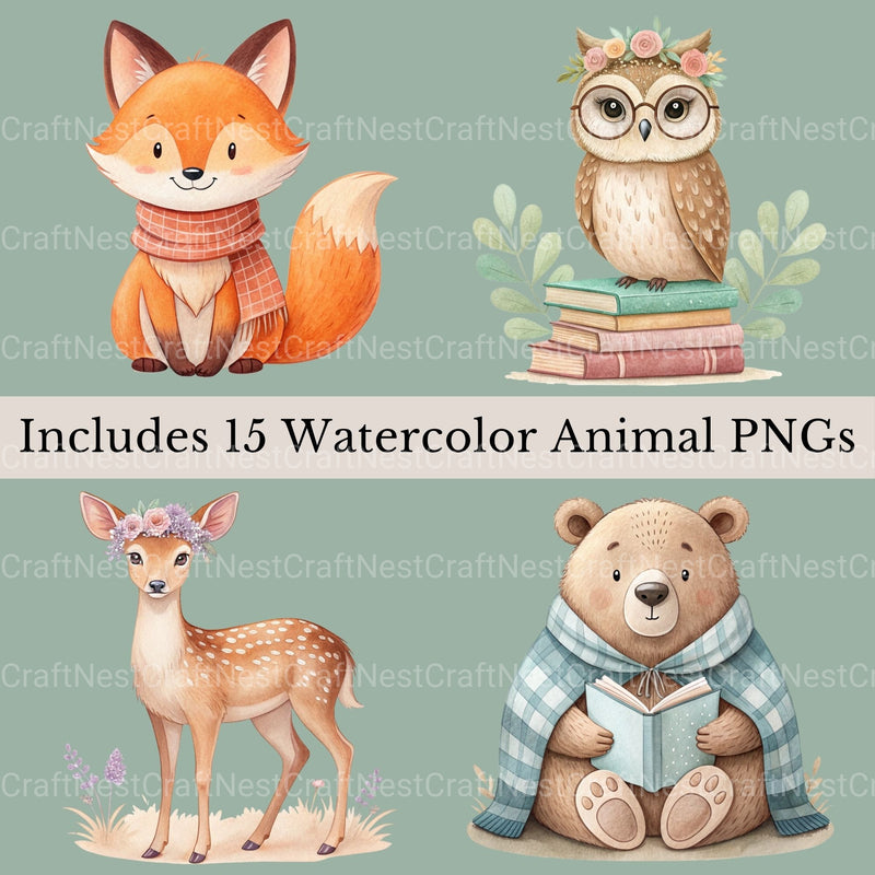 Woodland Animals 3 Clipart Bundle - CraftNest - Digital Crafting and Art