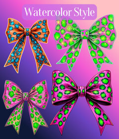 Neon Leopard Print Bow Clipart Bundle - CraftNest - Digital Crafting and Art