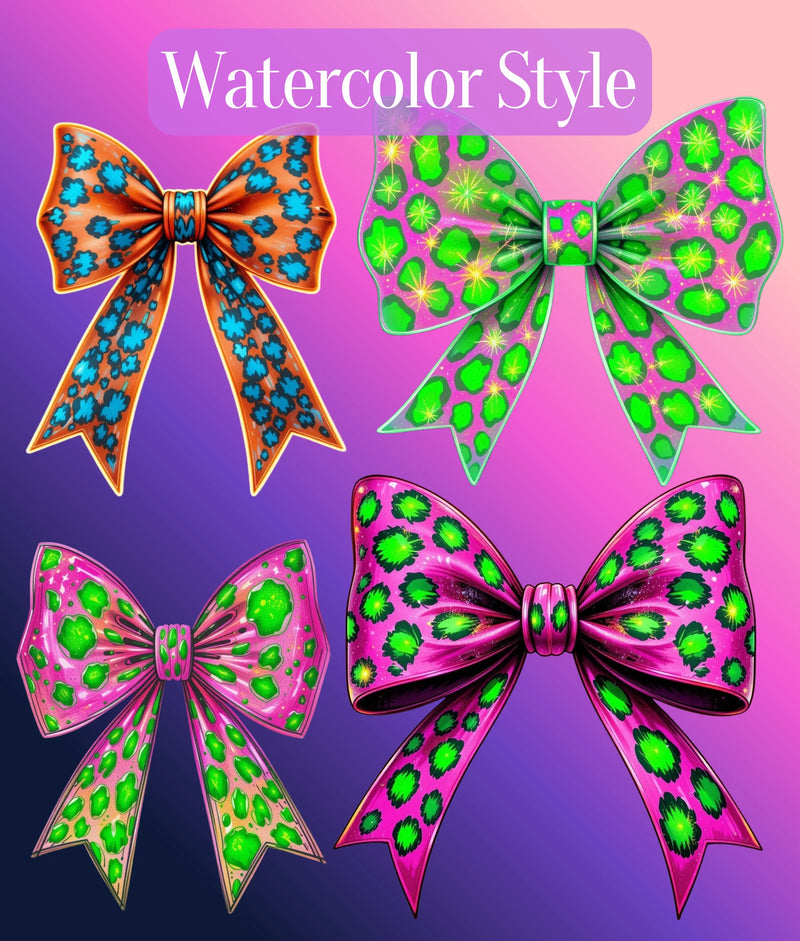 Neon Leopard Print Bow Clipart Bundle - CraftNest - Digital Crafting and Art