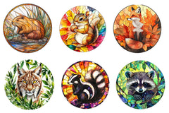 Round Stained Glass Forest Animals Clipart Bundle - CraftNest - Digital Crafting and Art
