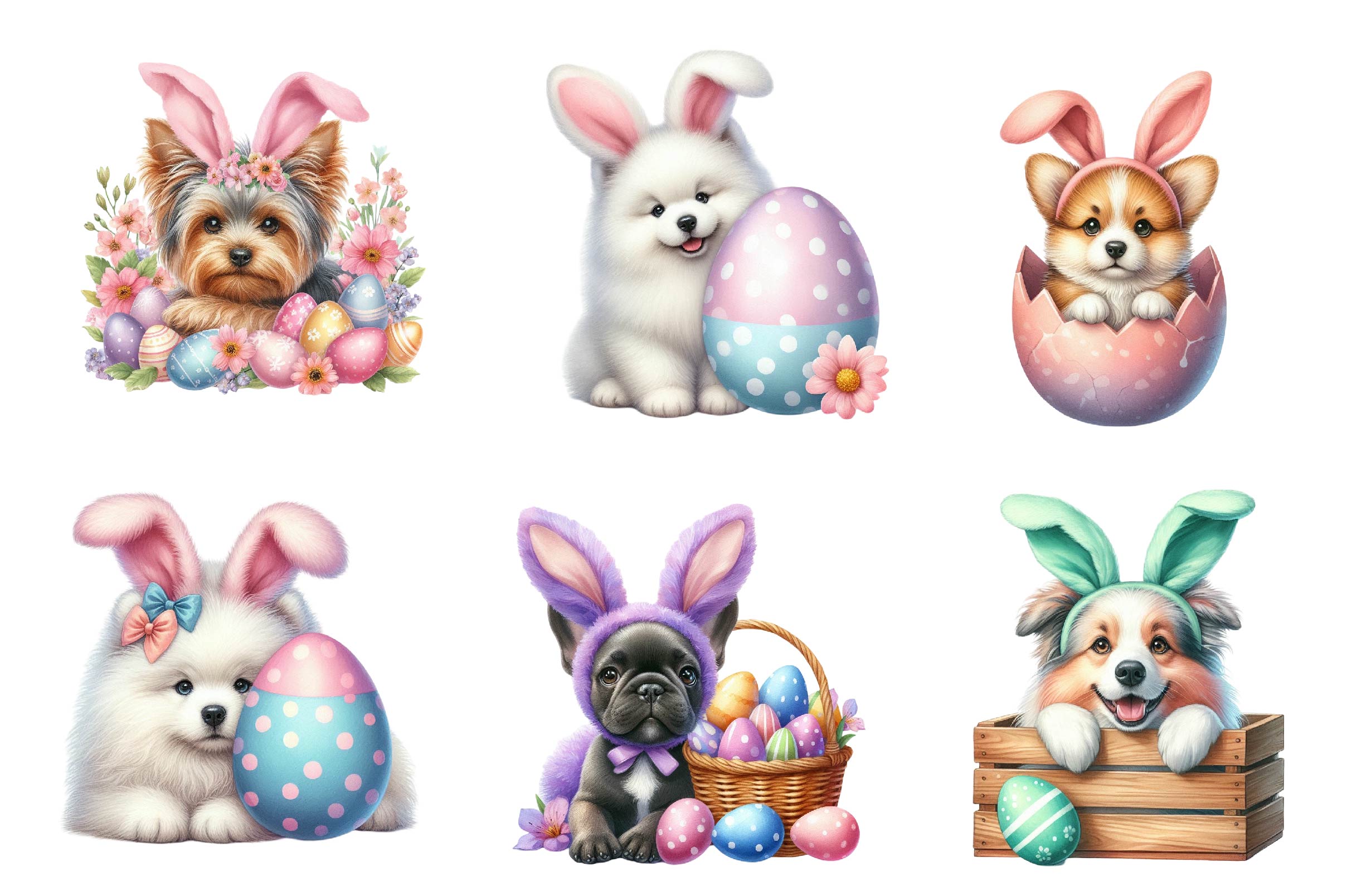 Easter Bunny Costume Peeking Dog Clipart Bundle - CraftNest - Digital Crafting and Art
