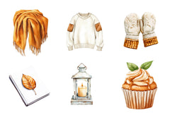 Cozy Caramel & White Fall Clipart Bundle - CraftNest - Digital Crafting and Art